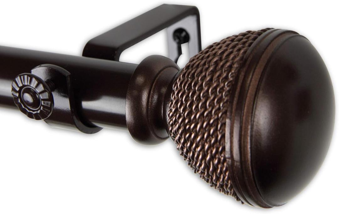 Rod Desyne 100-32-1609 1" Braided Curtain Rod, 160-240", Bronze