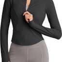 G4Free Workout Jackets for Woman BareFeel Cropped Zip Up Athletic Running Jacket Slim Fit Yoga Tops with Thumb Holes, Size XXL