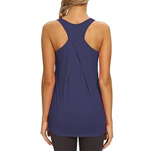 Mippo Workout Tank Tops for Women Yoga Tennis Shirts Athletic Tops Running Clothes High Neck Racerback Tanks Navy Blue XL