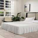 Ivory Bed Skirt Full Size Ruffled Bed Skirt with Split Corners, Full Bed Skirt 18 Inch Drop, Full Size Bed Skirt Ivory for Ruffled Bed Skirt with Split Corners, Bed Skirt Full Size