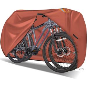 Comnova Bike Cover for 2 Bikes - Outdoor Bike Covers for Stationary 2 Bikes Waterproof & Heavy Duty, 600D Bicycle Covers for 2 eBike, Mountain Bike, Road Bike, Hybrid Bike, Beach Cruiser Bike Storage (Rusty Orange - Stationary)