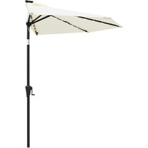C-Hopetree 9 ft Half Round Outdoor Patio Market Wall Umbrella with Solar LED Lights and Tilt