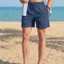 TACVASEN Mens Corduroy Shorts Casual 6" Inseam Summer Beach Elastic Waist Drawstring Lightweight Shorts with Pockets (Blue, L)