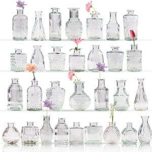 30 Pcs Bud Vase Set, Vases for Centerpieces, Cute Glass Bud Vases in Bulk, Small Vases for Flowers, Mini Vase Set for Wedding Decorations, Home Table Flower Decor (Clear)