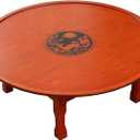 Folding Round Table, Korean Printing Dining Table/Coffee Table/Study Table/Low Wooden Table, for Tatami/Bay Window/Tea House (Size : 80cm)