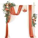 Ling's moment Large Arch Flowers & 3 Drapes, Burnt Orange & Terracotta