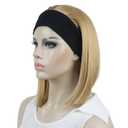 Aimole Short Straight Bob 3/4 Wig with Headband Half Synthetic Wigs Women Hair(24H613)