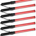 TOODOO 6 Pack Traffic Wand, 21 Inch LED Signal Traffic Control Wand with 2 Flashing Modes, Wrist Strap Lanyard, Side Clip for Parking Guides and Outdoor Camping