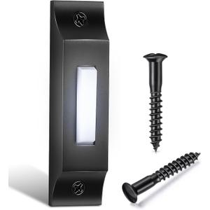 Enhon LED Lighted Doorbell Button, Solid and Sleek Metal Wall Mounted Door Bell Push Buttons for Home, Universal Garage Door Opener Switch (Matte Black)