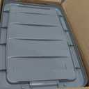 Amazon Basics Plastic Storage Containers with Secure Latching Lids, Stackable Organization Bins, Clear/Grey, 32 Quart, Set of 6