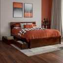 AFI, Wesley Full Platform Bed with Panel Footboard and Storage Drawers, Walnut