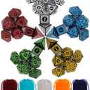 CiaraQ Polyhedral Dice with 5 Pouches, 5 Sets of Retro Dice for MTG DND Board Games, 35 Pieces