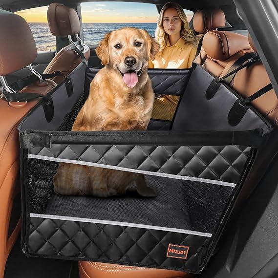 MIXJOY Dog Car Seat for Large Medium Dogs, Back Seat Extender for Pets, Waterproof Pet Carseat for Medium Sized Dog, Hammock for Pet, with Storage Pocket for Cars/SUV/Truck(L-28 * 22 * 20.5in)