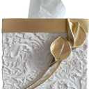 Square Tissue Box Cover Decorative Kleenex Box Holder for Bathroom & Living Room with Handcrafted Texture (colla Gold)