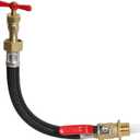 Garden Hose Extension Adapter Short Fitting with Valve,3/4" GHT Solid Brass Fittings, Flexible, No Kinks, Unrestricted water flow, Hose Length 0.82FT, Overall Length 1.1FT