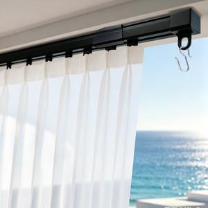 Retractable Ceiling or Wall Mounted Curtain Track, 9FT Black Expandable Rail with Hooks, Easy Install for Room Divider, Living Room, Bedroom, Wardrobe, Office, RV