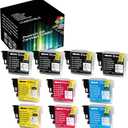 (Pack of 6 Replacement for Brother LC61 LC65 LC-61 LC-65 Ink Cartridge LC 61 65 61/65 High Yield (4B/2C/2Y/2M) for MFC-J410W MFC-J415W MFC-J615W MFC-J630W Inkjet Printer