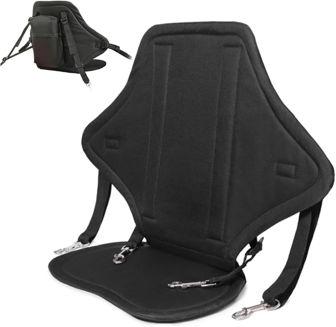 Kayak Seat with Back Support Nylon Adjustable Paddle Board/Canoe Seat with Snap Hooks & Storage Bag Detachable Reusable Kayak Accessories Paddle Board Canoe