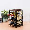Rustic Wood Countertop Wine Rack 6 Bottles No Need Assembly Brown
