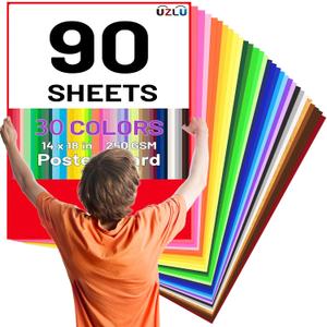 90 Pack Colored Poster Board 30 Assorted Color Posterboard Paper Bulk 14 x 18 in 250 GSM Thickness Cardstock Blank Smart Vision Poster Paper for School Drawing Craft Projects DIY Display Supplies, 14 x 18 in-90Sheets