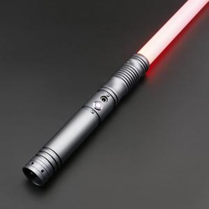 TXQ Lightsaber Heavy Dueling Lightsabers for Adult Premium Aluminium Alloy Hilt FOC Light Saber RGB 12 Colors Changeable 10 Sets Sound Font Force FX Lightsaber (Gray)