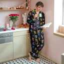 Unisex Ultra Soft Pajama Set, Valentines Pajamas, Soft Warm Matching Sleepwear Gift for Women Men (Black, L)