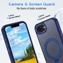 for iPhone 17e/16e Case,with Magnetic Invisible Stand [Compatible with MagSafe] Shockproof Slim Translucent Anti-Slip Military Drop Protection Cover,Navy Blue