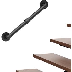 Abiglifty 2FT Pipe Handrail, Hand Rails for Indoor Stairs, Stair Railing Indoor, Grab Bars for Wall, Outdoor Handrails for Exterior Steps, Elderly Safety Handle for Stairs Porch Bathroom (Black,60cm)