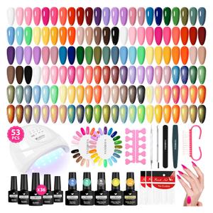 VANREESA Gel Nail Polish Kit with U V Light 53 Pcs Gel Polish Nail Set 36 Popular Colors Nail Polish Set + Base and 4 Effects Top Coat with Manicure Tools Complete Nail Kit Gifts for Women Girls (Champagne Roses)