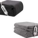 Electric Heated Blanket 72"x84" Full Size, Soft Coral Fleece with 4 Heating Levels and 10 Hours Auto-Off, Machine Washable, Cozy Plush Fabric for Home, Dark Gray & Light Gray