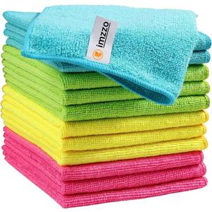 2 x Microfiber Cleaning Cloth, 12 Pack Cleaning Rag, Cleaning Towels with 4 Color Assorted,12.6"X12.6"(Blue/Green/Yellow/Pink)