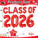 Red Class Of 2026 Balloons 32/18/16 Inch Graduation Balloons Class of 2026 Decorations Red Star Foil Balloons for Grad High School College Prom Graduation Sign Party Decorations Supplies