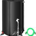 FAMIROSA 100 Gallon / 378L Collapsible Rain Barrel, Foldable PVC Rain Barrels to Collect Rainwater from Gutter, Portable Water Storage Tank Container with Hose Spigot, Water Catcher Collector Black