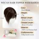 WECAN Hair Toppers for Women Real Human Hair 3D Bangs Clip 100% Human Toppers for Women 10 Inch Clip in Bangs Hairpieces (Dark Brown)