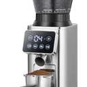 AMZCHEF Burr Coffee Grinder Electric with LED Control Panel, Espresso Grinders with Precise 24 Grinding Sets, Portafilter Holder, Anti-Static Espresso Bean Grinder for Home, Silver