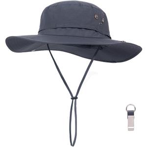 PLCWSCFV Plus Size XL XXL Sun Hats for Men Bucket Boonie UV Protection UPF50+ Waterproof Wide Brim Foldable Fishing Beach (Dark Grey)