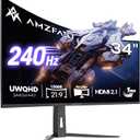 Amzfast 34 Inch 240Hz Curved Gaming Monitor UWQHD (3440x1440), AMZG34C8 Pro