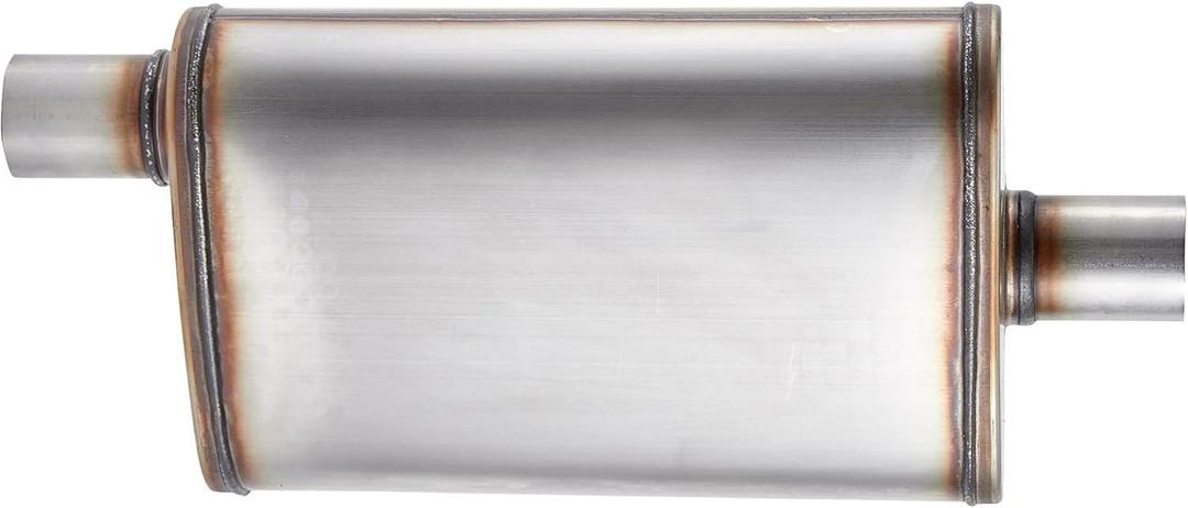 Universal 409 Stainless Muffler Straight-Through Performance Muffler Exhaust, center in | offset out (2")