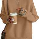 Women Autumn Clothes Fashion Cowboy Chic Knitted Jumper School Teacher Outfits Long Sleeve Pullover, Khaki Medium
