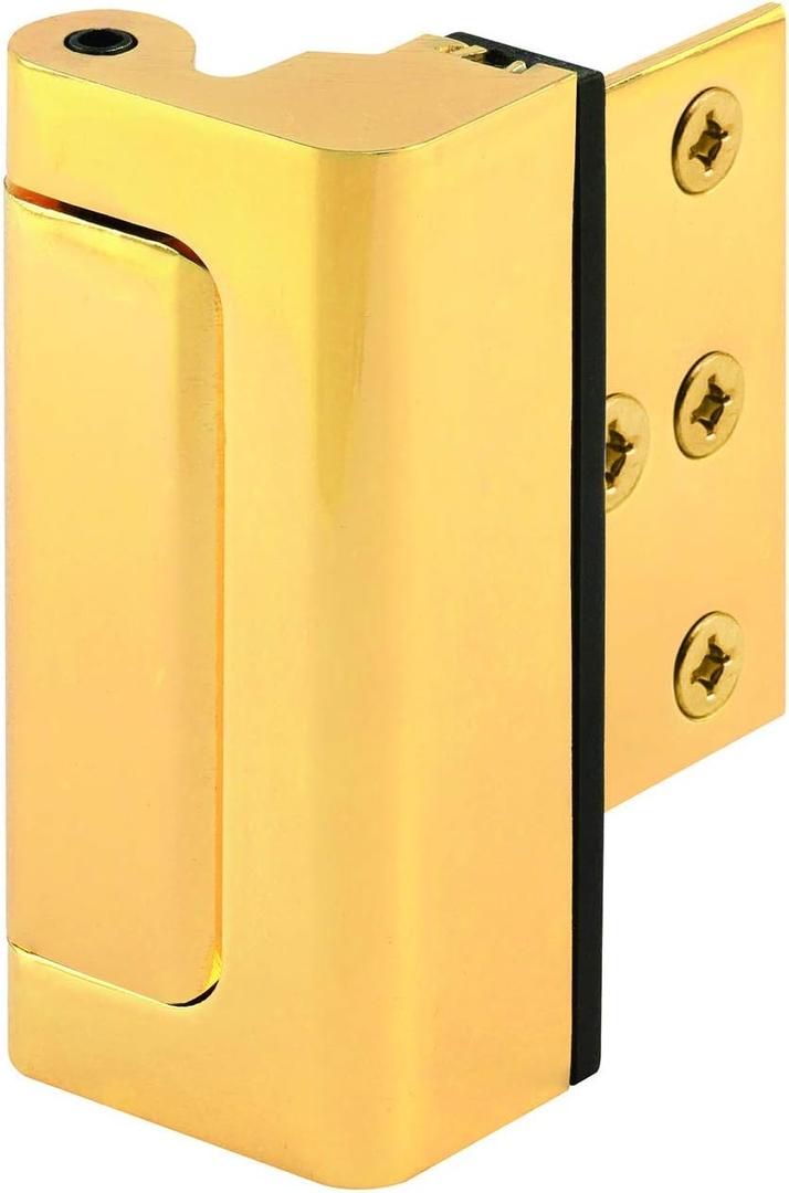 Prime-Line U 11442 Door Reinforcement Lock  Add Extra, High Security to your Home and Prevent Unauthorized Entry  3 Stop, Aluminum Construction, Polished Brass (Single Pack)