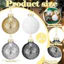 Soaoo 4 Pcs 4 Inch Large Neutral Glass Christmas Ball Ornament Metallic Textured Christmas Tree Decoration Beaded Glass Ball Ornaments Xmas Hanging Decor for Home Fireplace Mantel Wall Party Decor