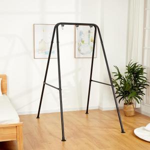 Hammock Chair Stand Only, Heavy Duty Foldable Hammock Stand, 300 lbs Capacity, Portable Hammock Frame for Indoor or Outdoor, Easy to Assemble & Store (Hammock Chair not Included) (Black)