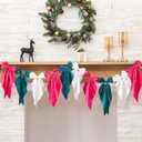 VitalCozy 1 PCS Christmas Bow Garland Banner, Satin Ribbon Hanging Party Bow Garland Decoration for Holiday Birthday Party Supplies