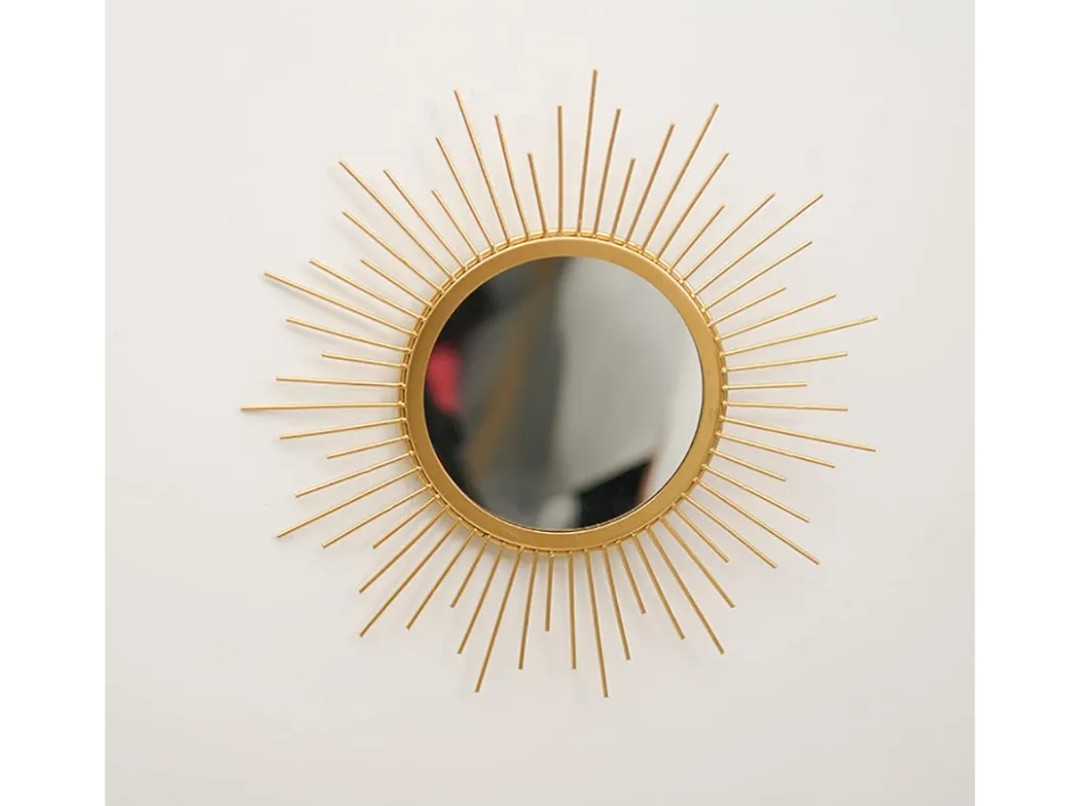 Gold Sunburst Mirror for Wall - Metal Room Decor & Home Decor, Boho Mirror Gifts for Women & Moms (Small, Sun)
