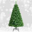 Tangkula Pre-lit Artificial Christmas Tree, Multi-Colored Fiber Optic Spruce Tree Artificial Xmas Tree