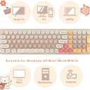 Keyboard Mouse Wireless, Slim Compact Silent 2.4G Cute 84 Keys Keyboard for PC, Notebook, MacBook, Tablet, Laptop, Windows System Coffee