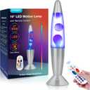 17 Color Changing LED Liquid Motion Lamp: 16 inches Night Lights with Remote Control, Home Decoration Mood Lighting, Christmas Gifts Table Lamp for Adults and Kids Bedroom,White Wax