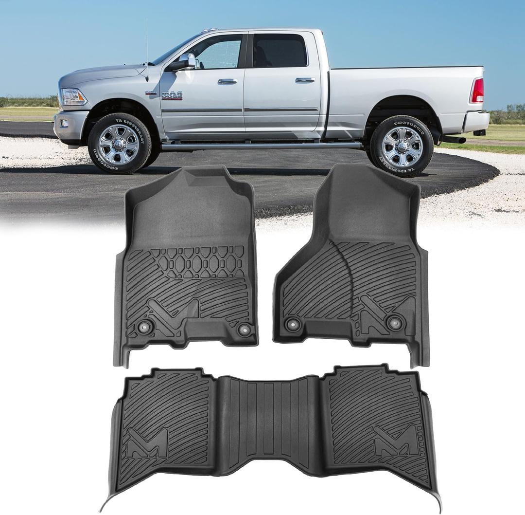Floor Mats for 2013-2018 Dodge Ram 1500/2500/ 3500 Crew Cab, TPE Automotive All Weather Cover Protection Waterproof Floor Liner Front & Rear Row Full Set Car Mats for 19-24 Ram 1500 Classic Crew Cab