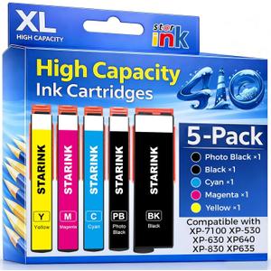Starink Remanufactured Ink Replacement for Epson 410 410XL T410XL Ink Cartridges 5 Pack Compatible with Epson Expression XP-7100 XP-830 XP-640 XP-630 XP-530 XP-635 Printer High Yield & Latest Chip