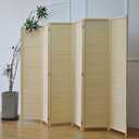Furnnylane 6 Panel Bamboo Room Divider 5.6 ft Tall Folding Privacy Screen, Natural Beige Freestanding Room Partition Wall (67" H x 92.1" W, 6-Panel)